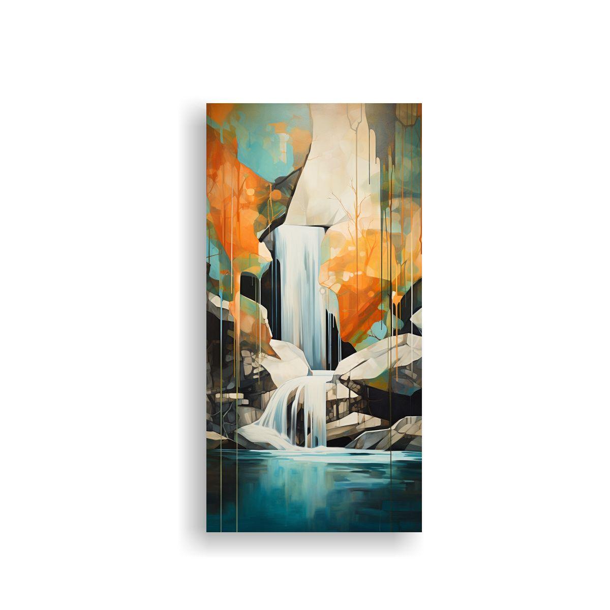 Pintura Decorativa Abstracta De Una Cascada 30x60cm-0