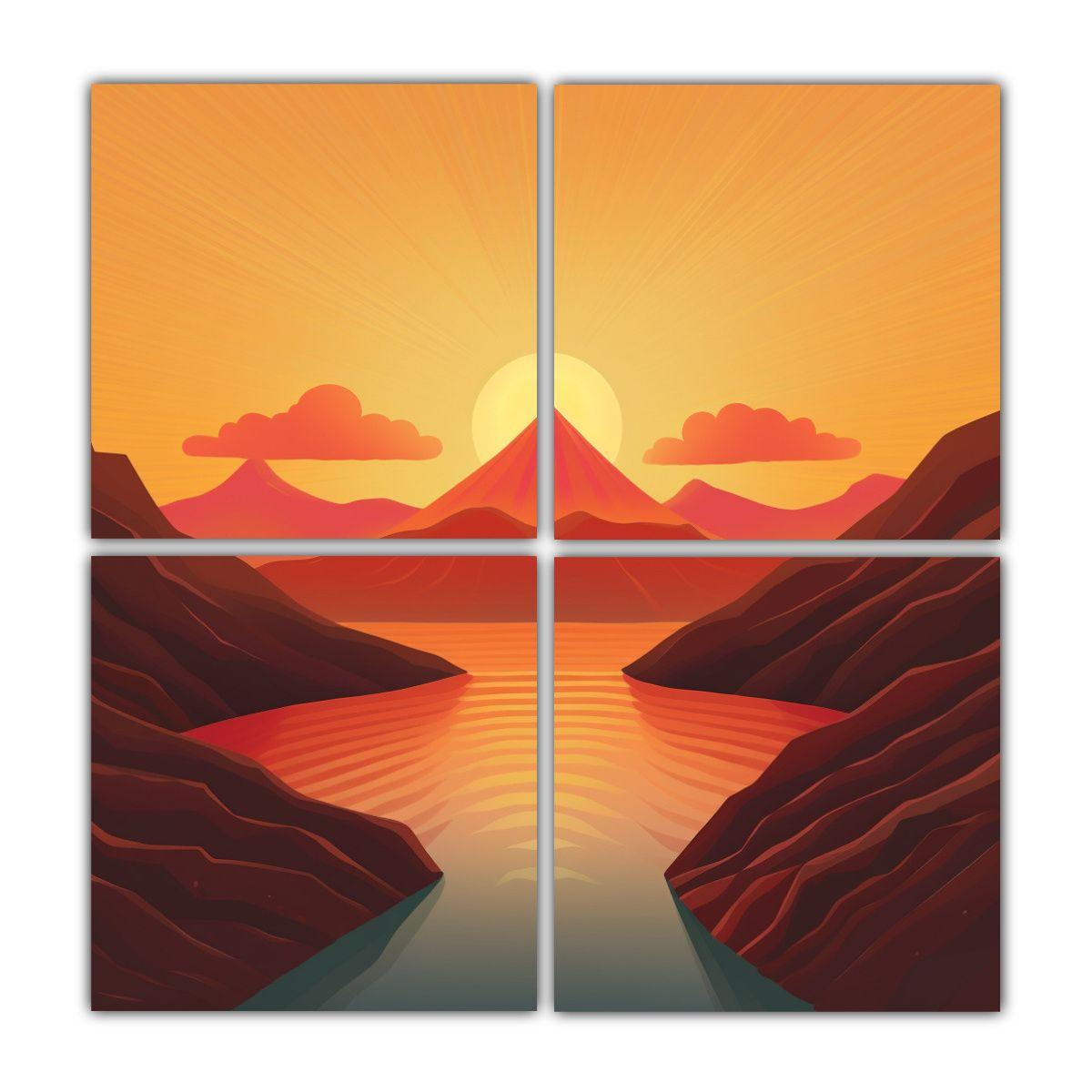 Pintura Decorativa Ilustrada De Montaña En 160x160 Cm-0