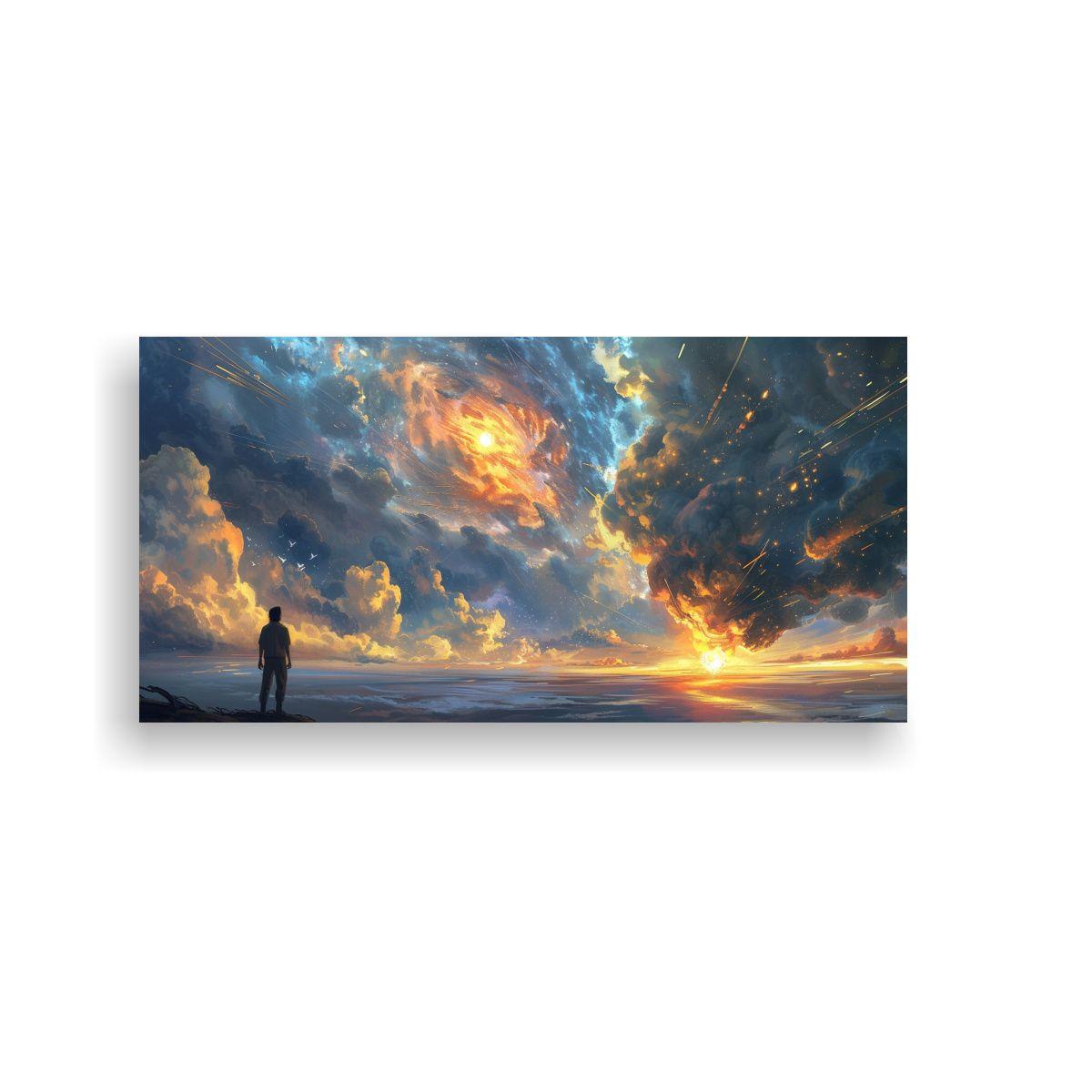 Cuadro Abstracto: Cielo Exuberante Soplando Mundo. 40x20cm-0