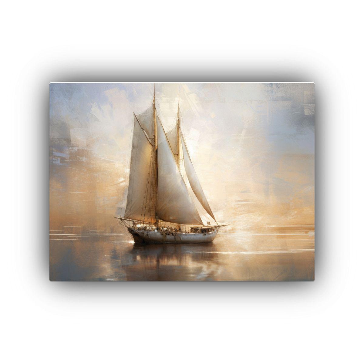 Cuadro Abstracto Luminoso: Velero En Lago Calmo 75x50cm-0