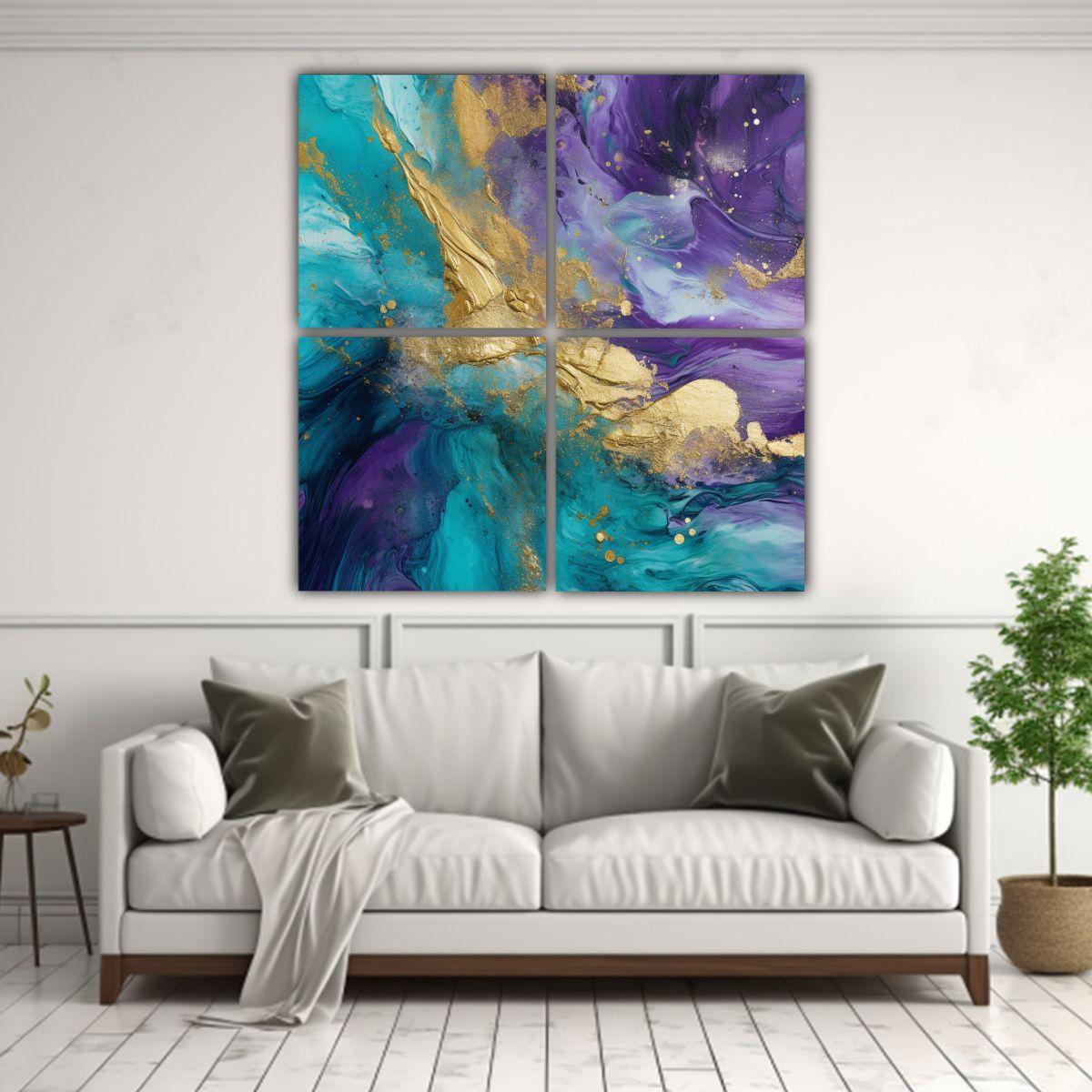 Cuatro Lienzos Finas Lineas Sensibilidad 180x180 Cm-2