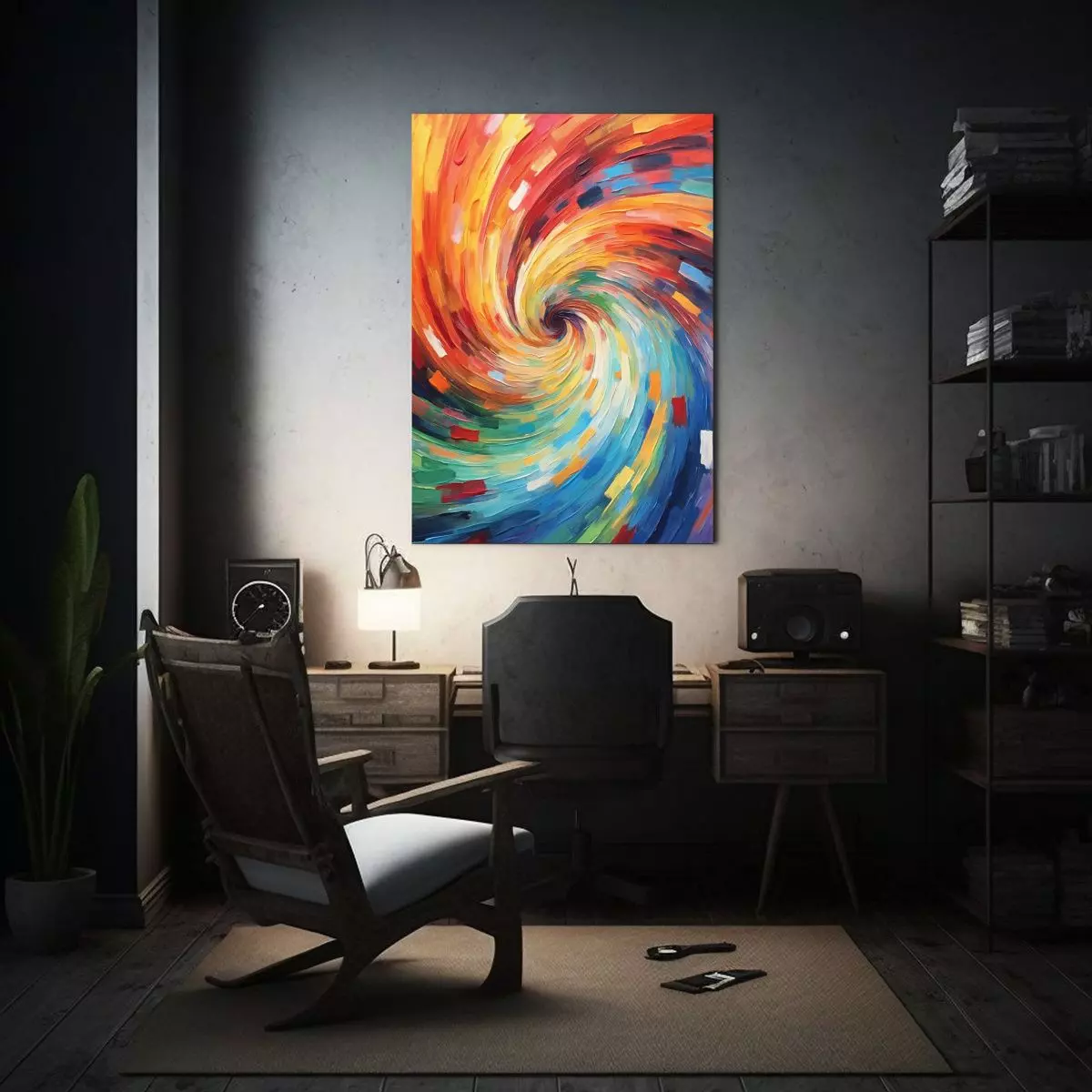 Pintura Abstracta De Espiral Con Remolinos 60x90cm-2