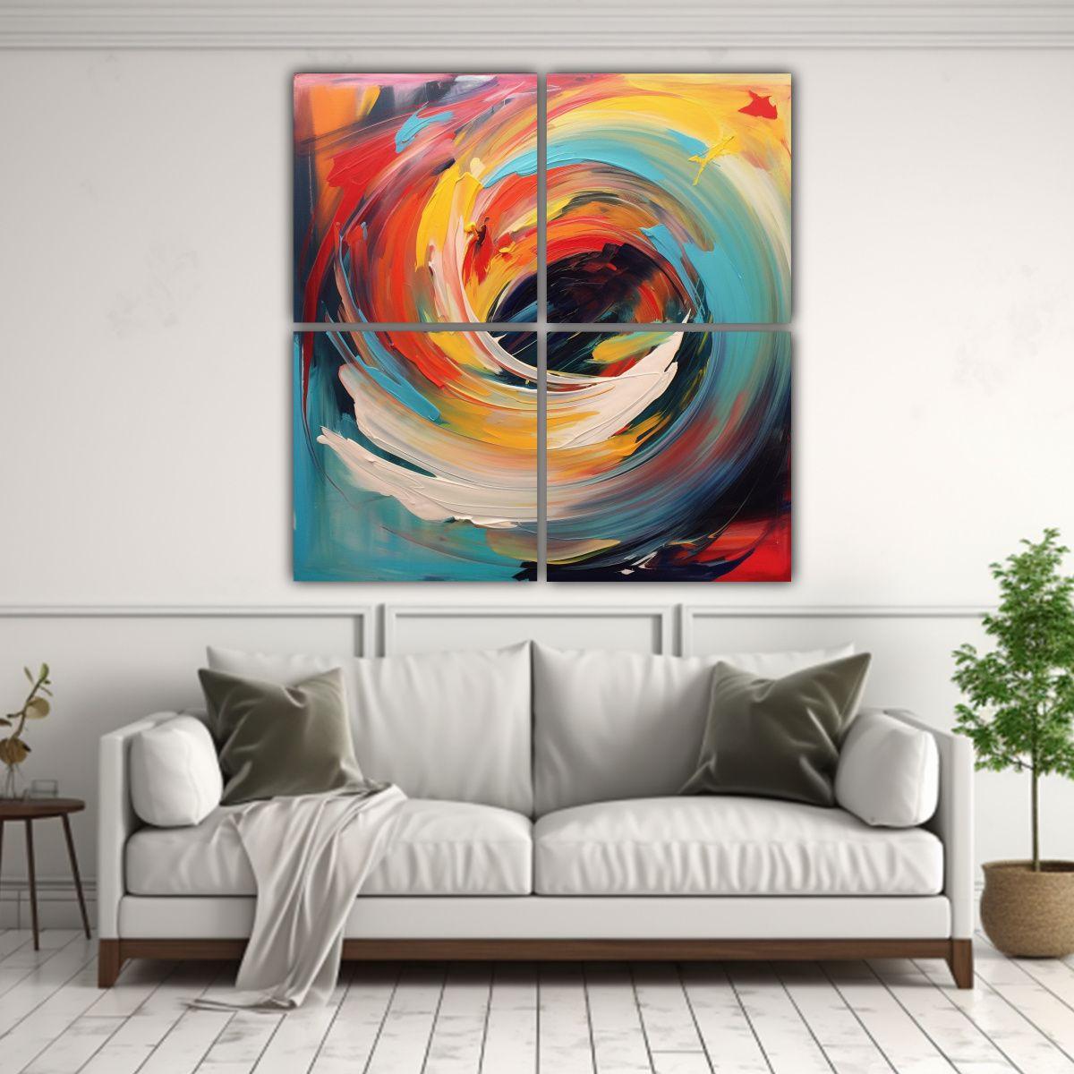 Cuatro Lienzos De Tela Tema Ambiente Artístico 60x60 Cm-2