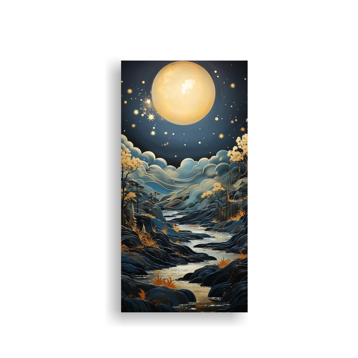 Luna Montaña Arte Composición Detalle Hermoso 40x80cm-0