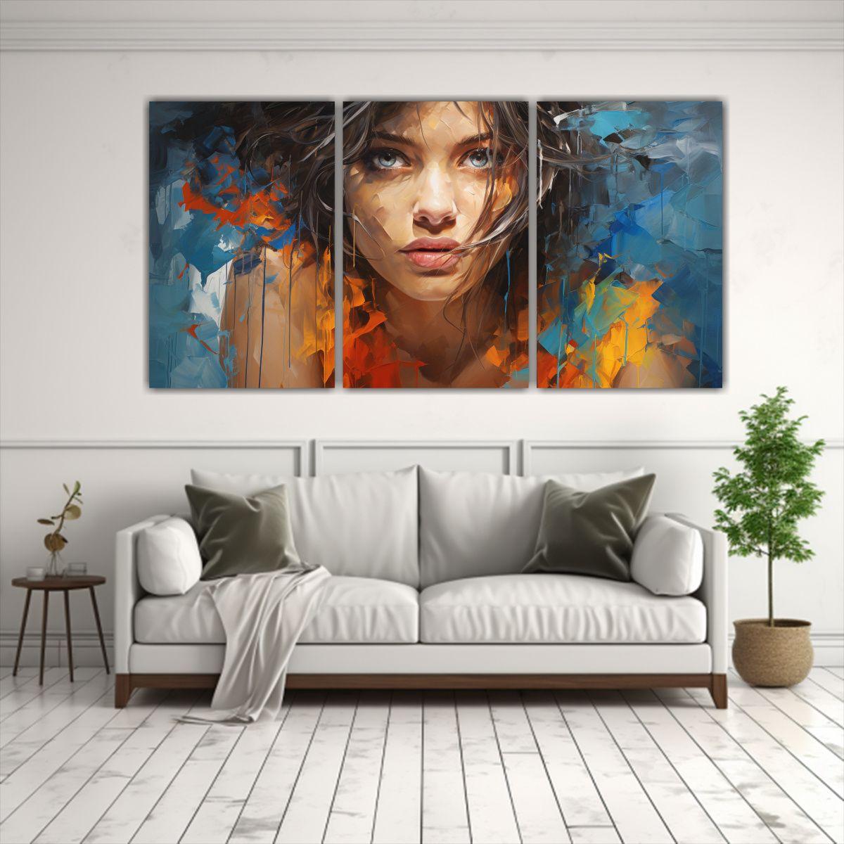 Set 3 Lienzos De Tela Moderno Alta Resolución 180x90 Cm-2
