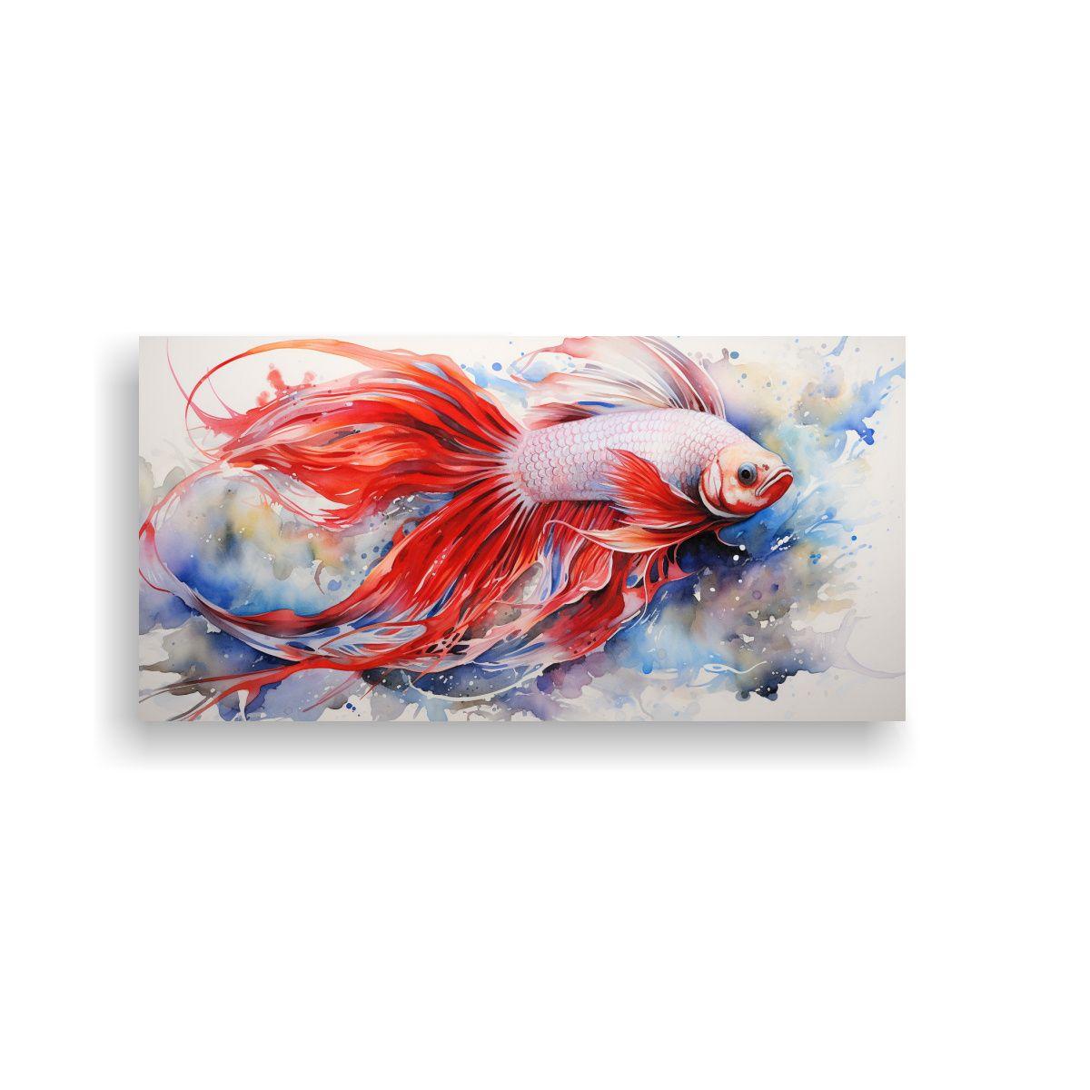 Cuadro Abstracto Peces De Colores Acuarela Estilo 40x20cm-0