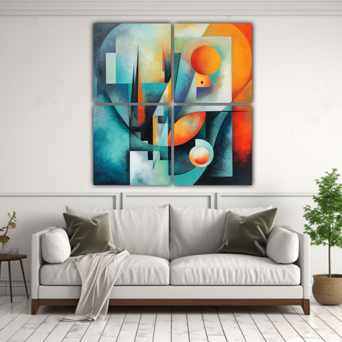 Pintura Abstracta De Formas Equilibradas Cuatro 40x40 Cm-2