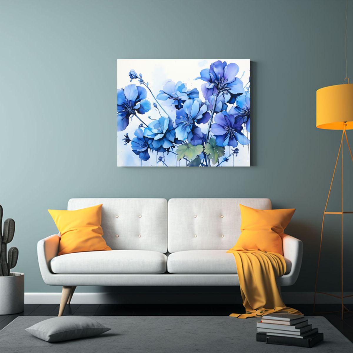 Lienzo Abstracto único Con Flores Geranio En Colores Negro  45x30cm-2