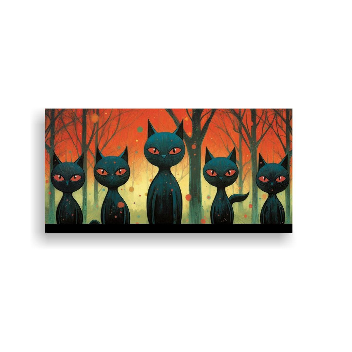 Cuadro Arte De Pared Tema Visión Gatos Negros 160x80cm-0