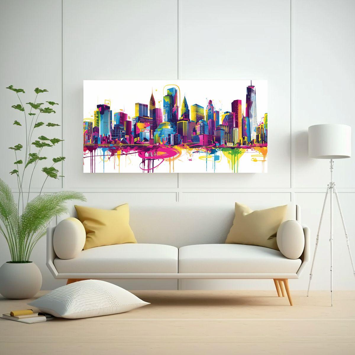 Pintura Floral Futurista: Spray Art De Ciudad 40x20cm-2