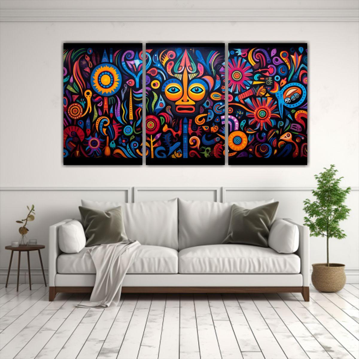 Set 3 Cuadros Cuadro Fantasía Composición 180x90 Cm-2