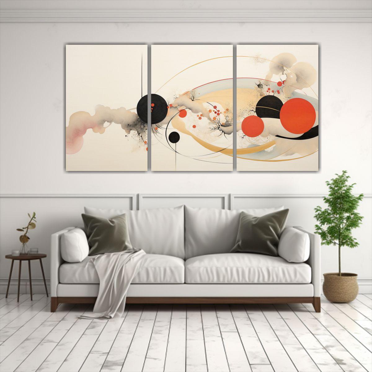 Tres Lienzos De Tela Imagen Clásico Abstracto 60x30 Cm-2