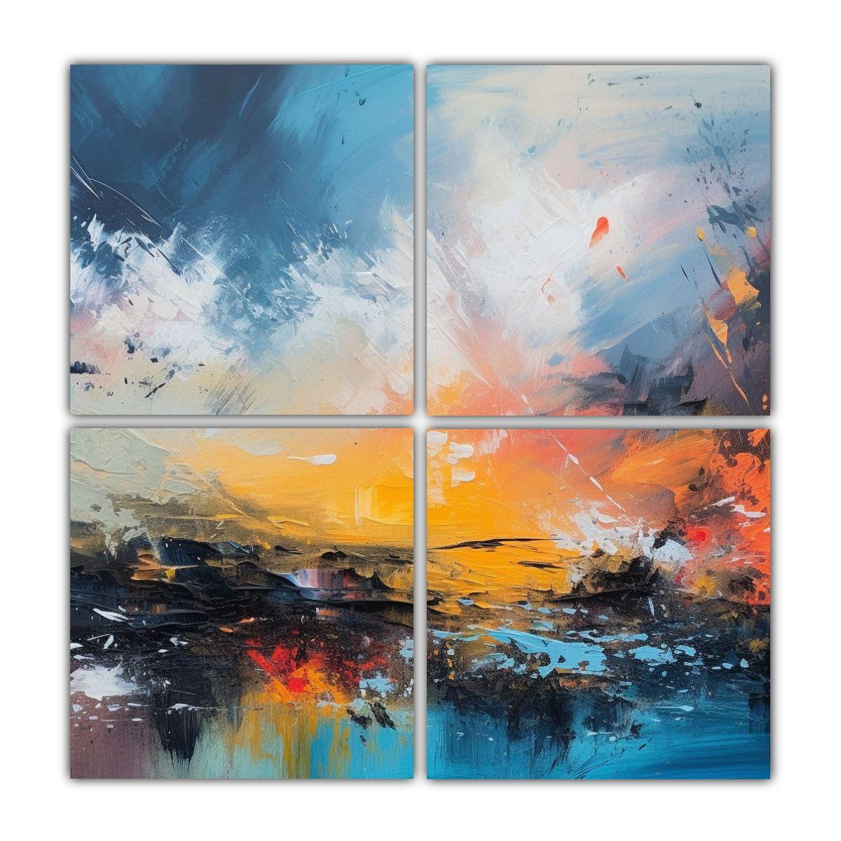 Cuatro Lienzos Creativa Profundidad: Paisaje 80x80 Cm-0