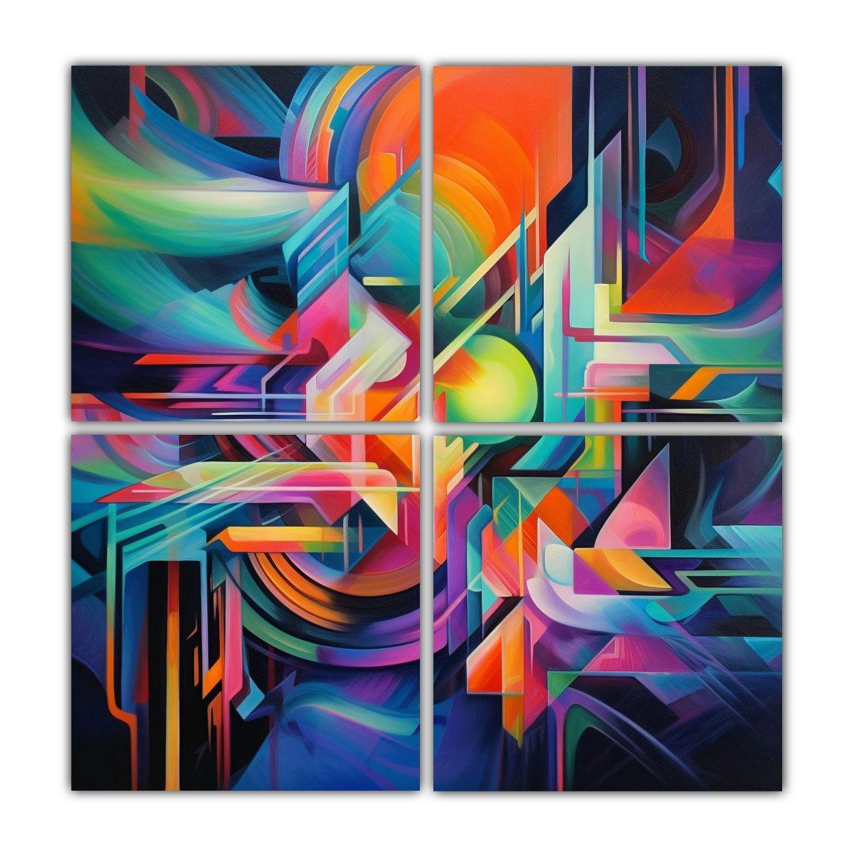 Cuadros Abstractos Energía Convergente De Alta 80x80 Cm-0