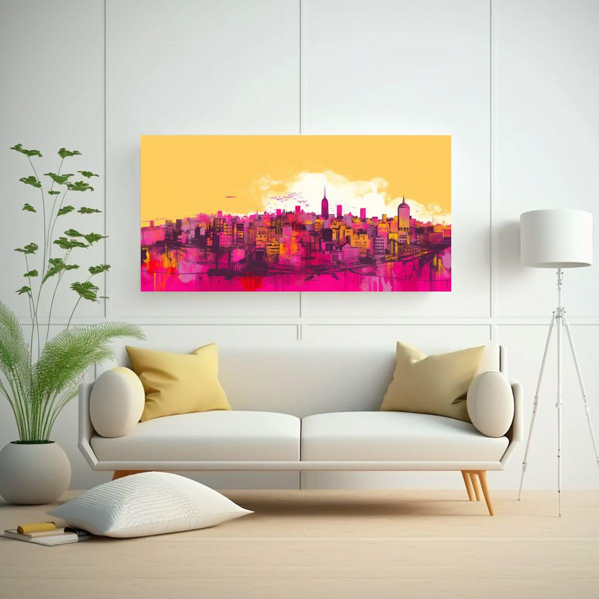 Pinturas Decorativas En Tonos Dorados Y Rosados 140x70cm-2