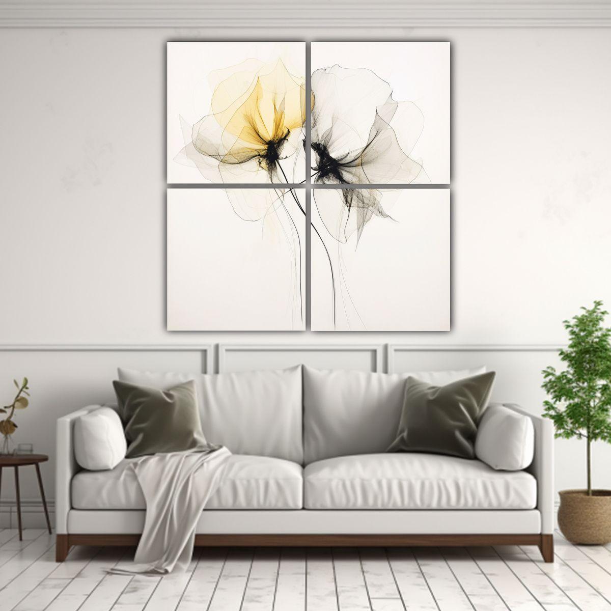Cuadros Abstracción Elegante De Dos Flores 80x80 Cm-2