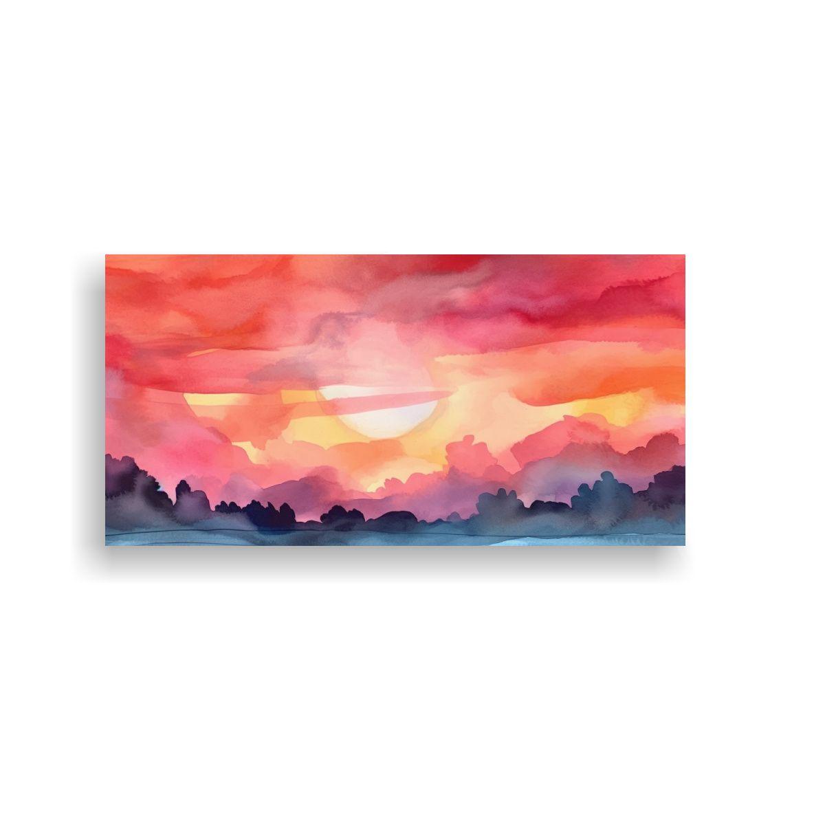 Cuadro En Bastidor Abstracto Acuarela SUNSET 80x40cm-0