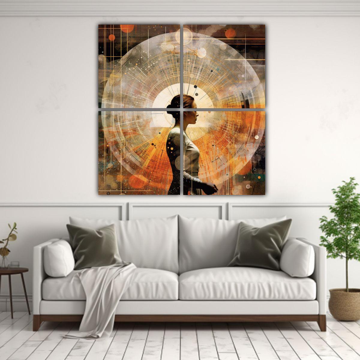 Pinturas En Bastidor Con Escena Glitched 120x120 Cm-2
