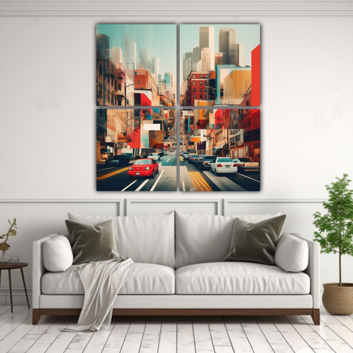 Cuatro Lienzos De Tela Conceptual Pop Art 80x80 Cm-2