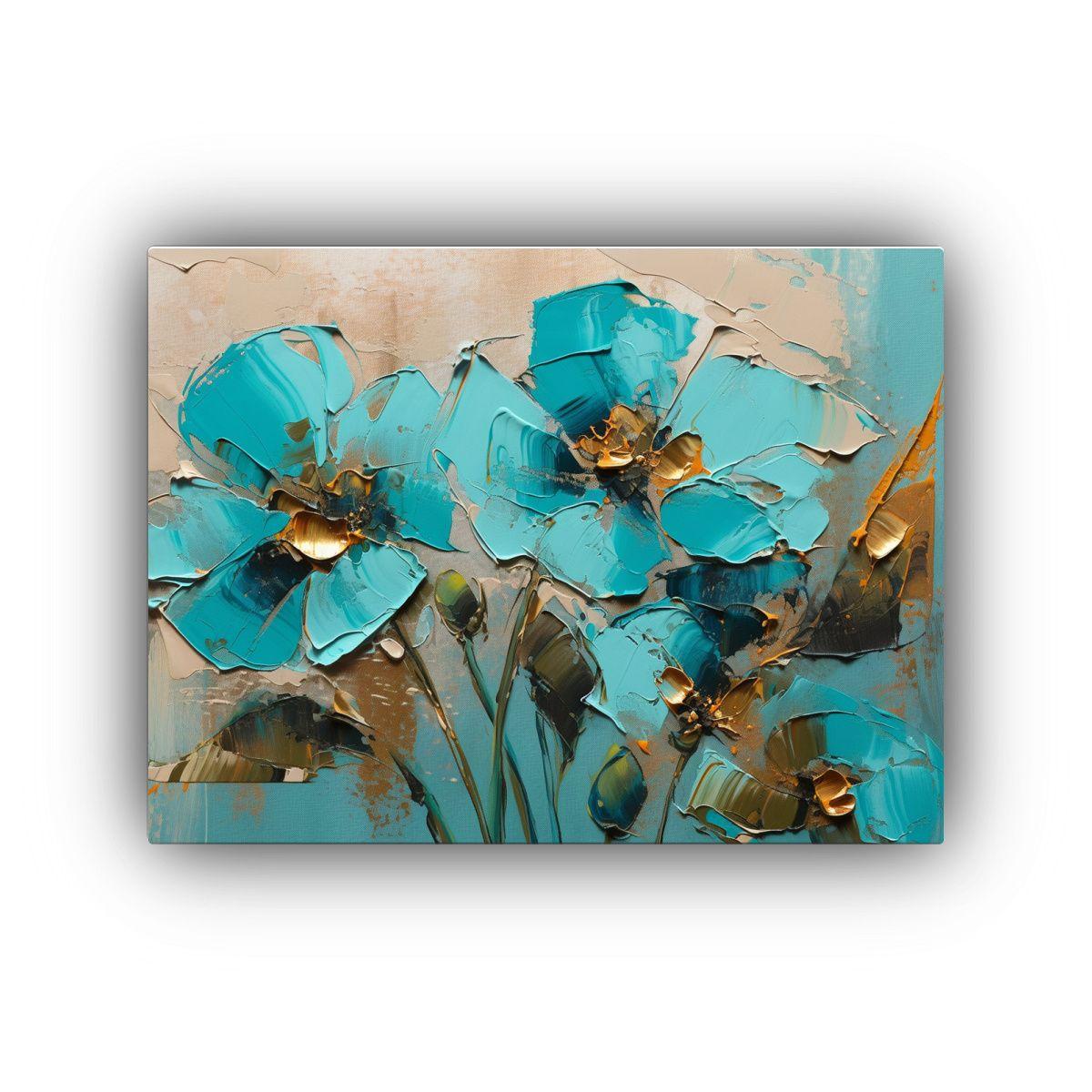 Cuadro Floral En Tela En Bastidor Estilo Cálido 90x60cm-0