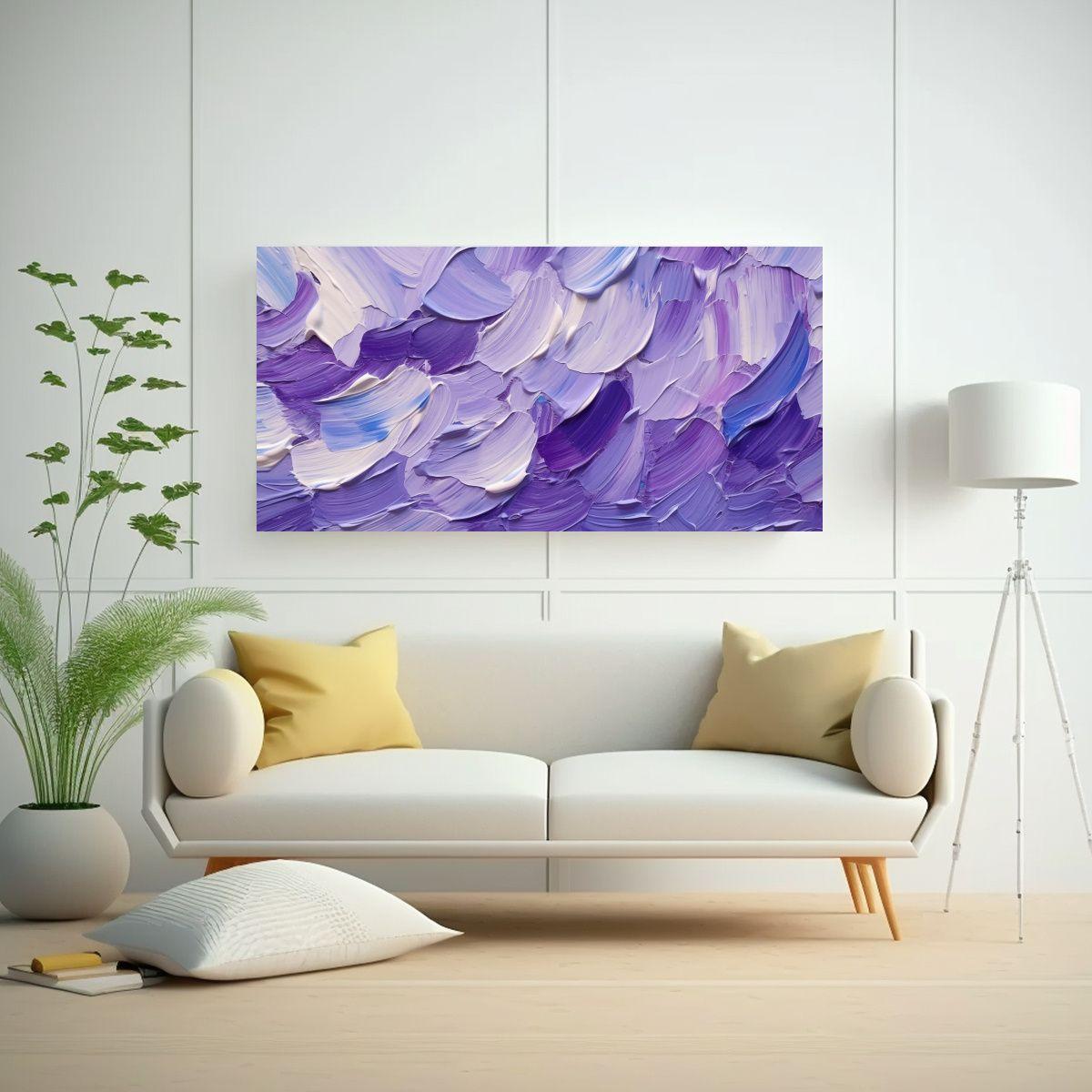 Pintura Abstracta En Tonos Morados Con Textura 100x50cm-2