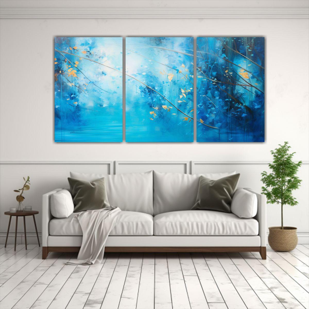 Pintura Decorativa De Fusión Abstracta Y Azul 120x60 Cm-2