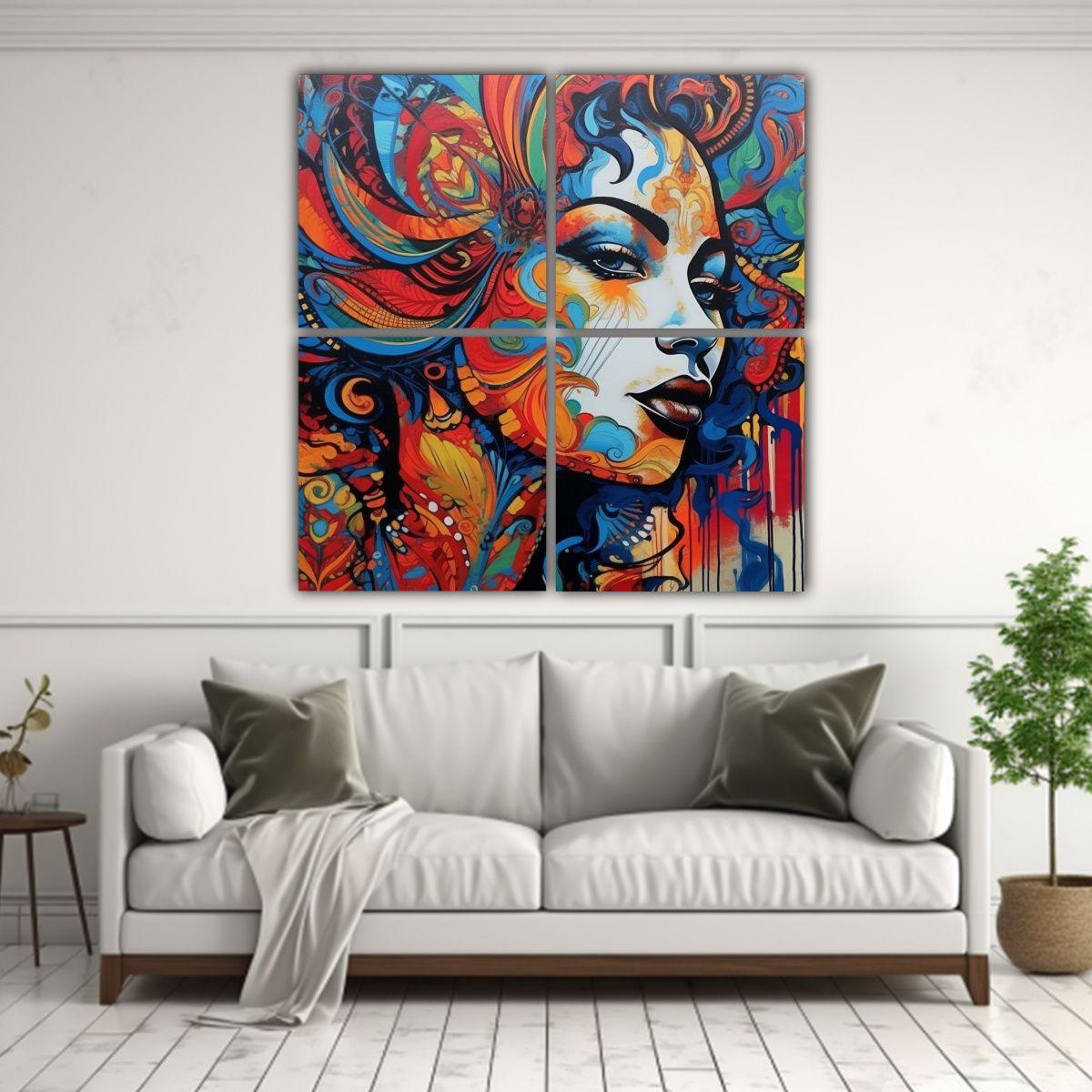 Cuadro Espectacular Clásico NHZ Mujer Perfil 200x200 Cm-2