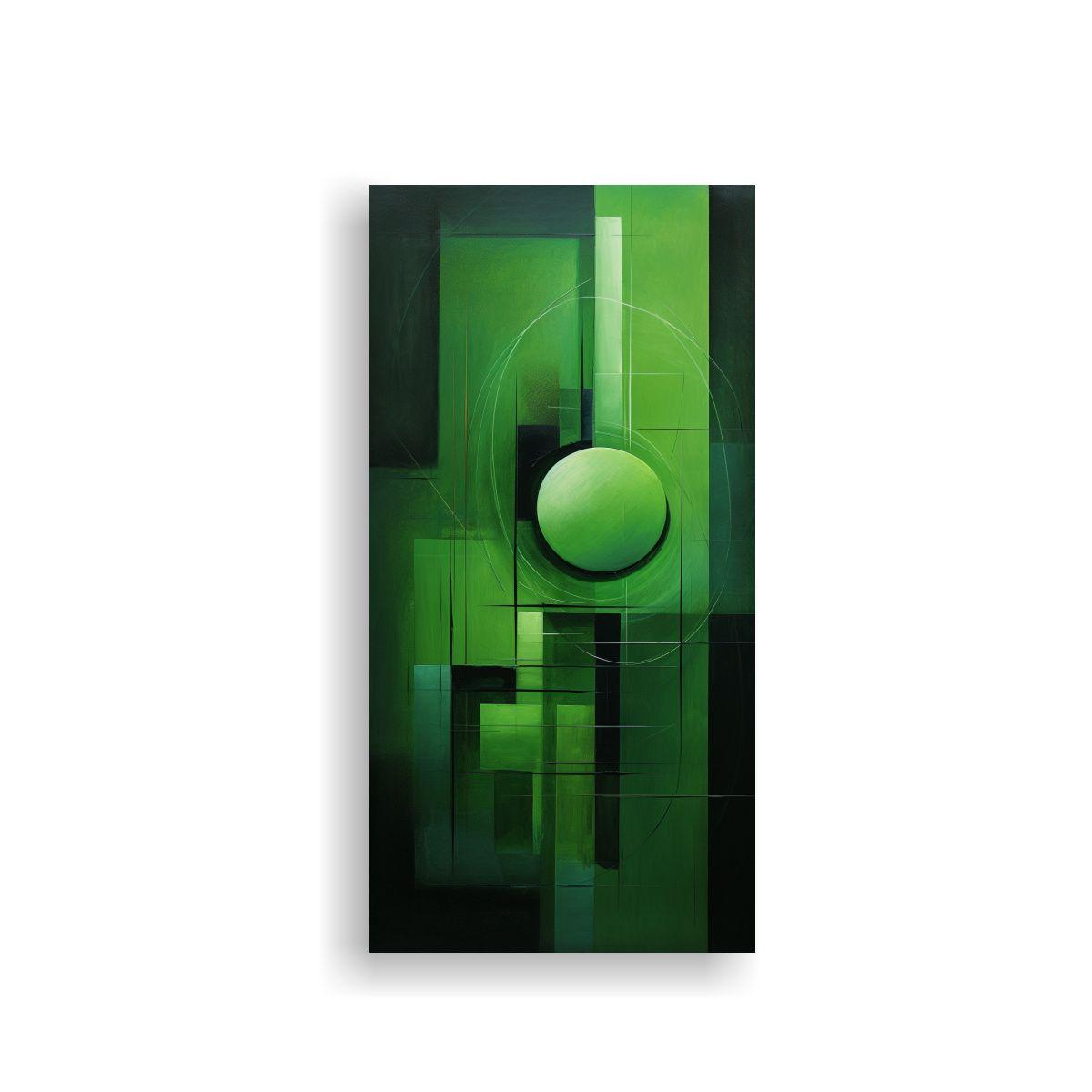 Pintura Abstracta única En Verde 30x60cm-0