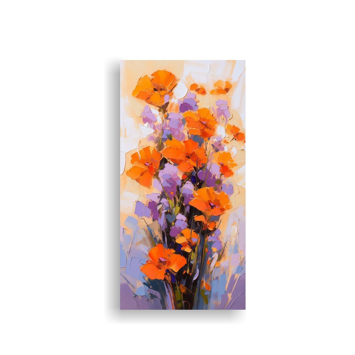 Pintura Lienzo Moderna Espacio A Flores Púrpuras 70x140cm-0