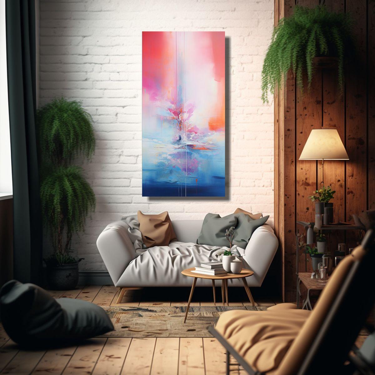 Pintura Abstracta Arte Calidos Alegría Cambiando 30x60cm-2