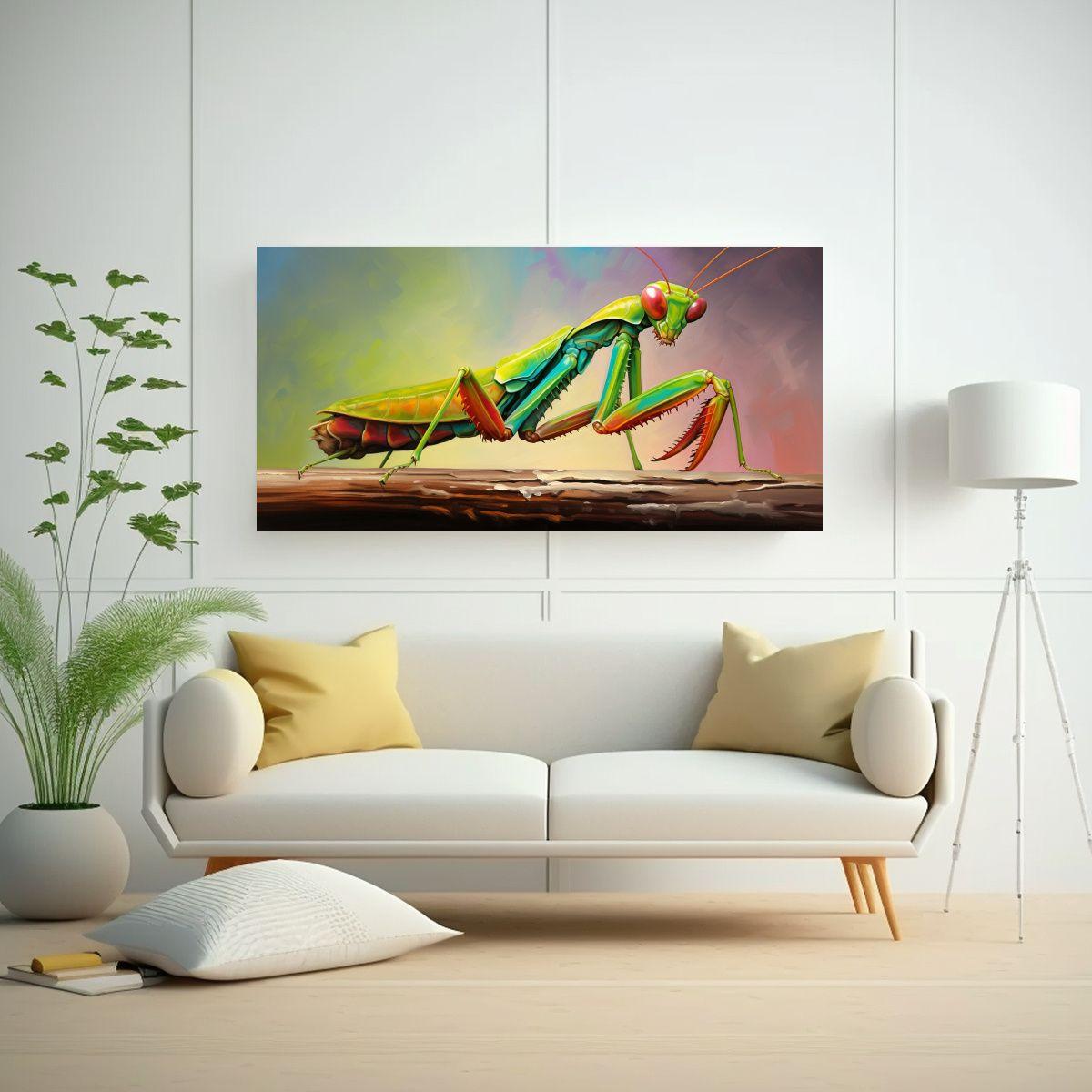 Pintura Colorida Estilo Estilo Óleo De Mantis 60x30 Cm-2