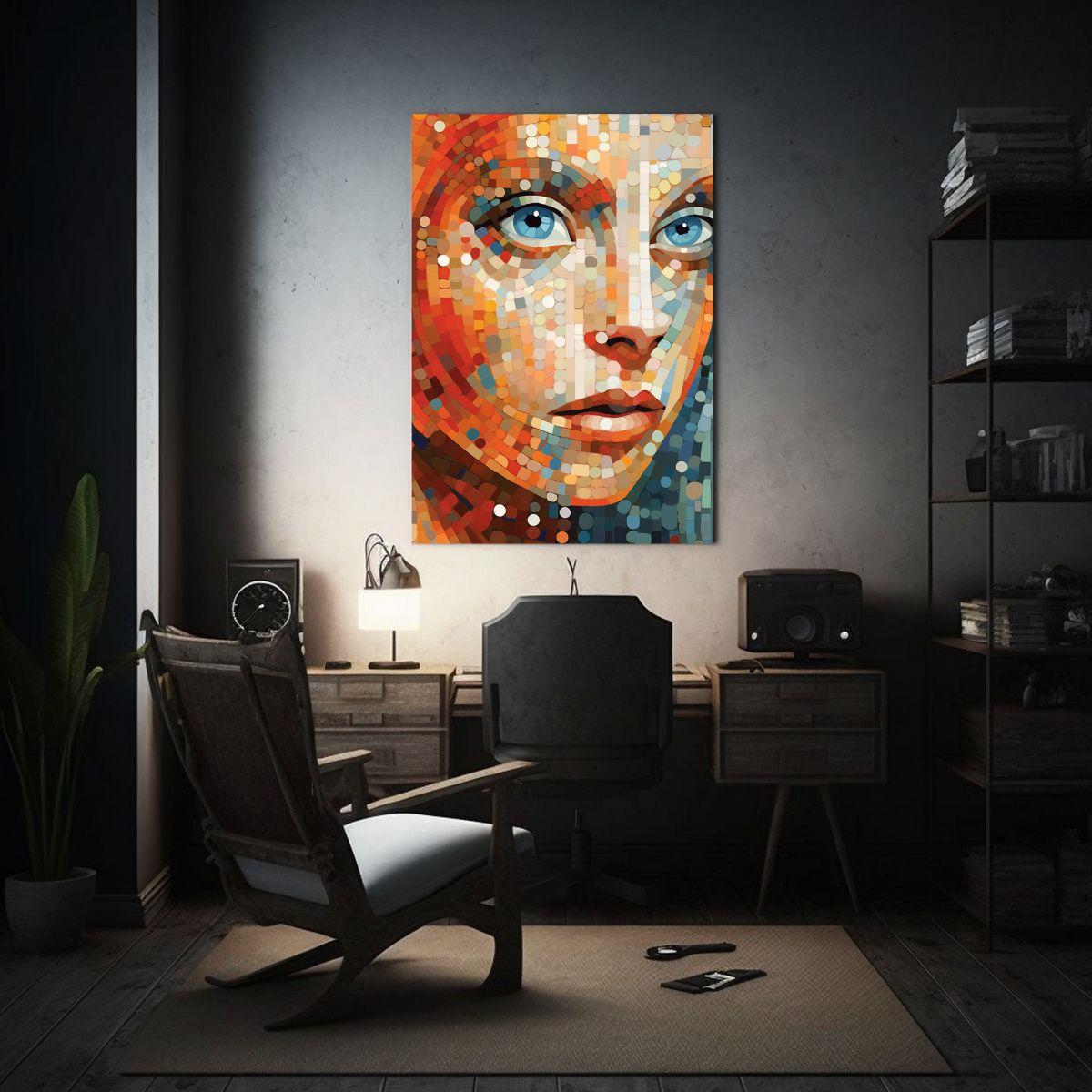 Pintura Decorativa De Lienzo En Mosaico Multicolor 50x75cm-2