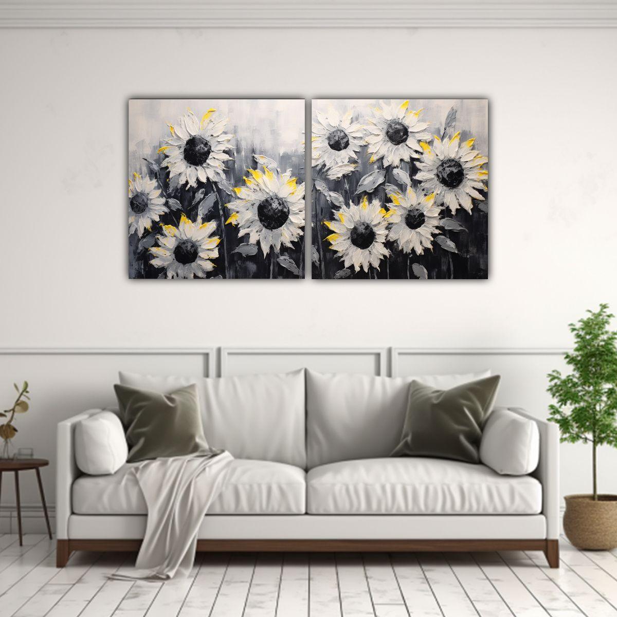 Arte De Pared Moderno Espacio Flores De Girasol 160x80 Cm-2