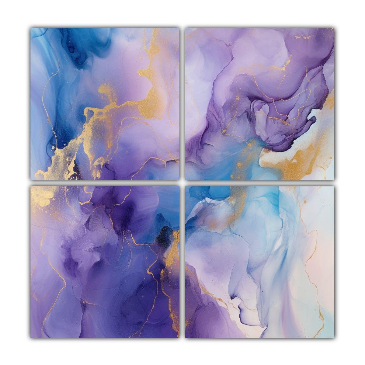 Cuadro Inspirador De Lienzo En Morado Y Azul 120x120 Cm-0