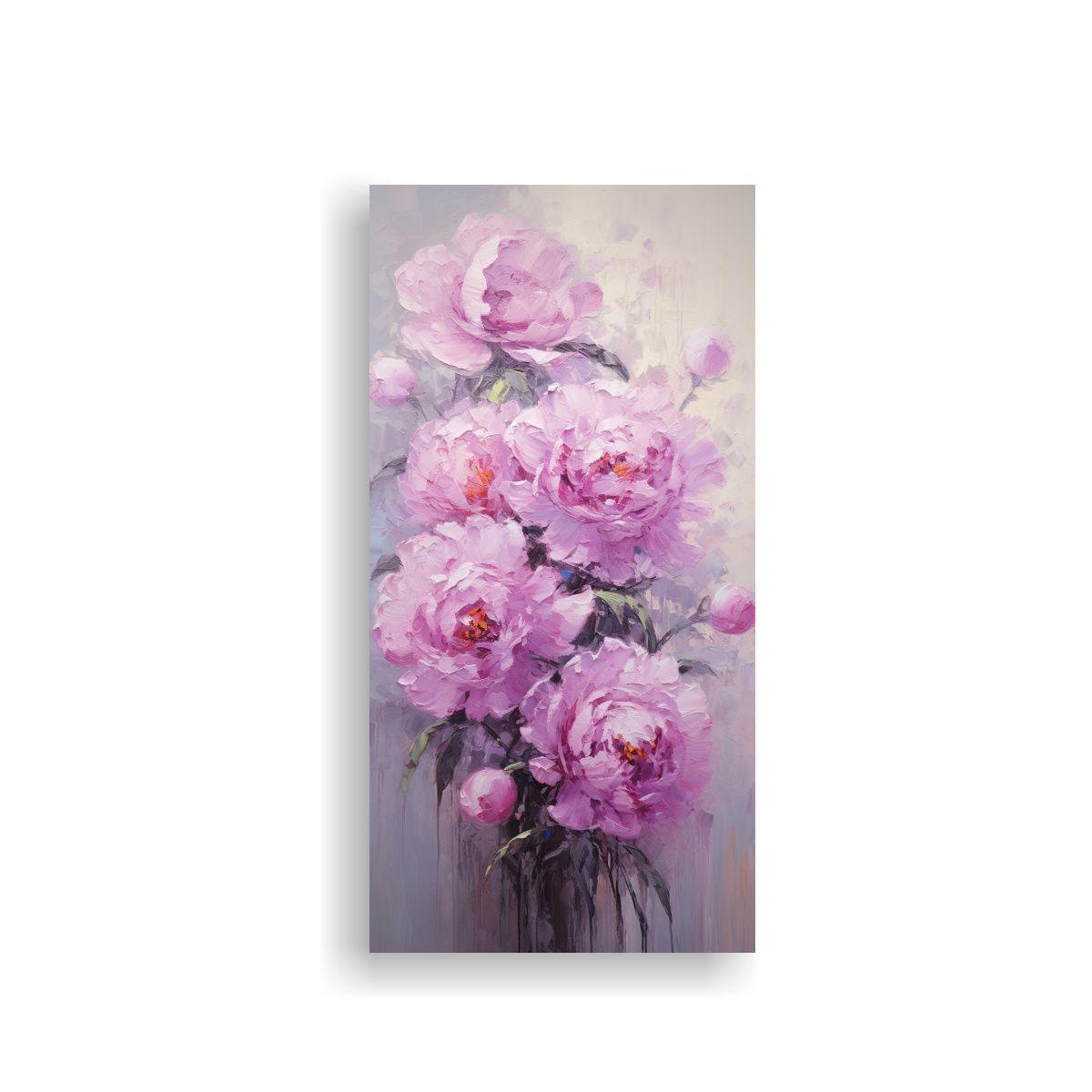Cuadro Creativa Esquema Pintura Rosa PEONIAS En 60x120cm-0