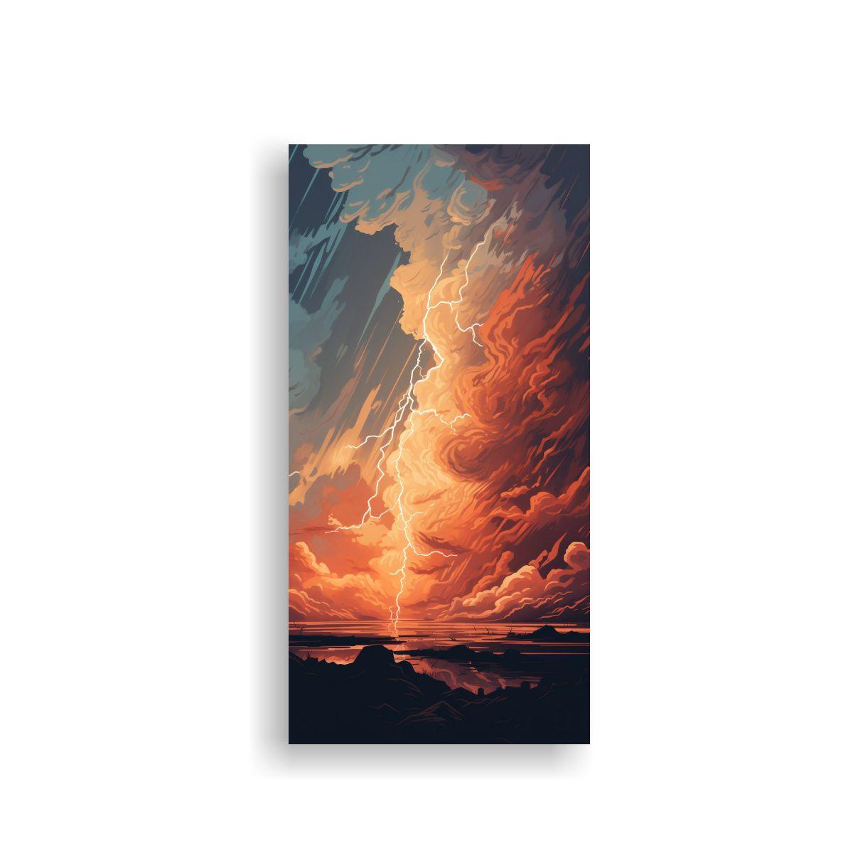 Cuadro Composición Alegría Tormenta De Rayos 60x120cm-0