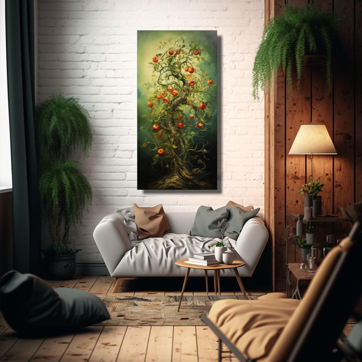 Pintura Abstracta De Un Manzano En Alta 50x100cm-2