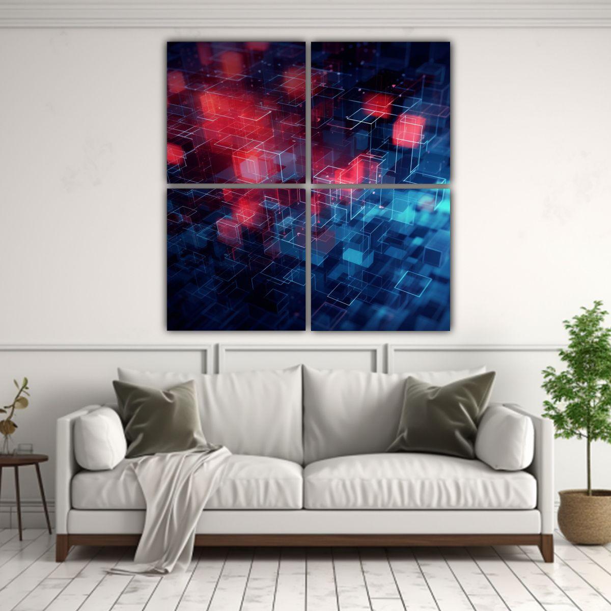 Lienzo Abstracto Colorido Empresa Tecnológica 160x160 Cm-2