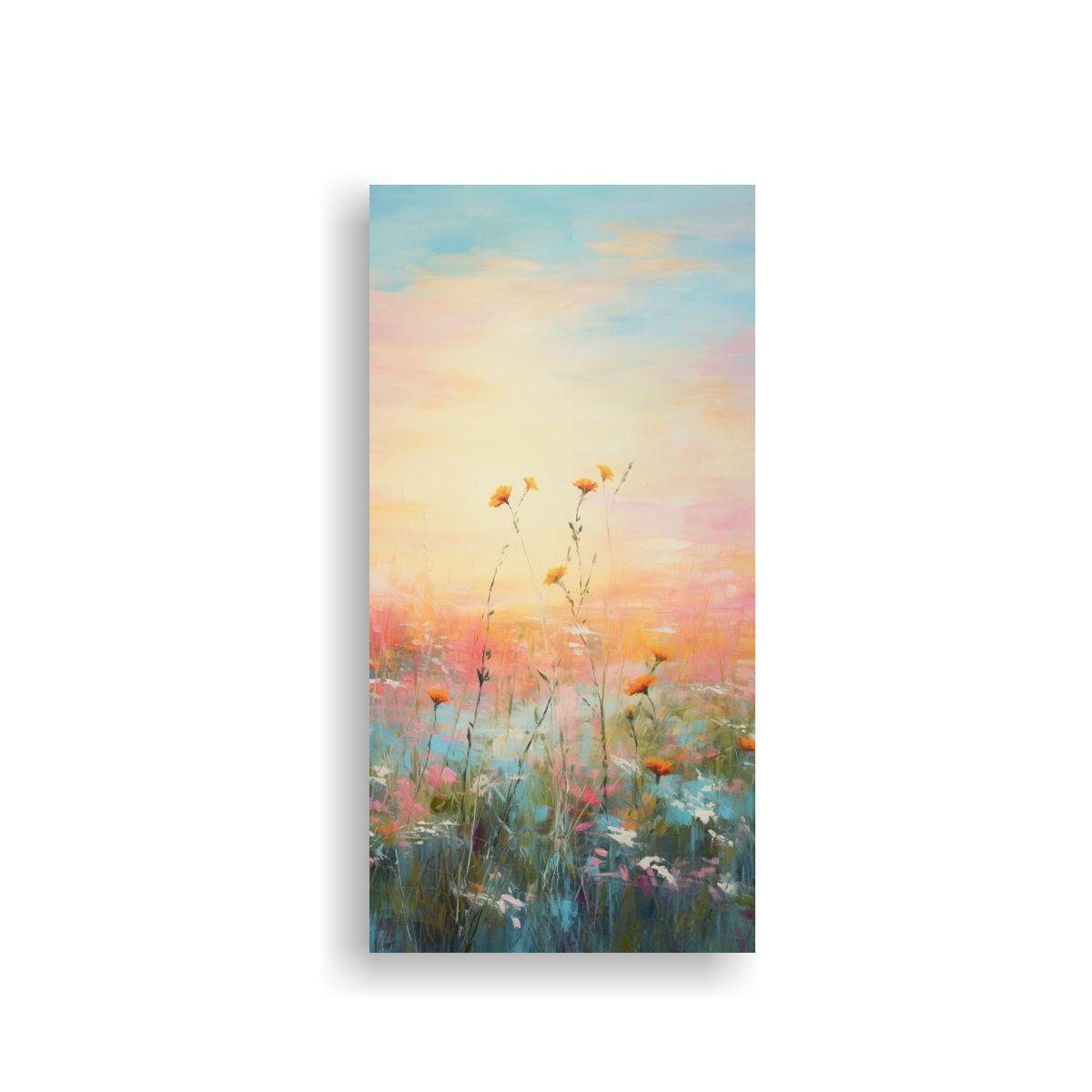 Cuadro Vintage Abstracto De Una Pradera Serena Al 20x40cm-0