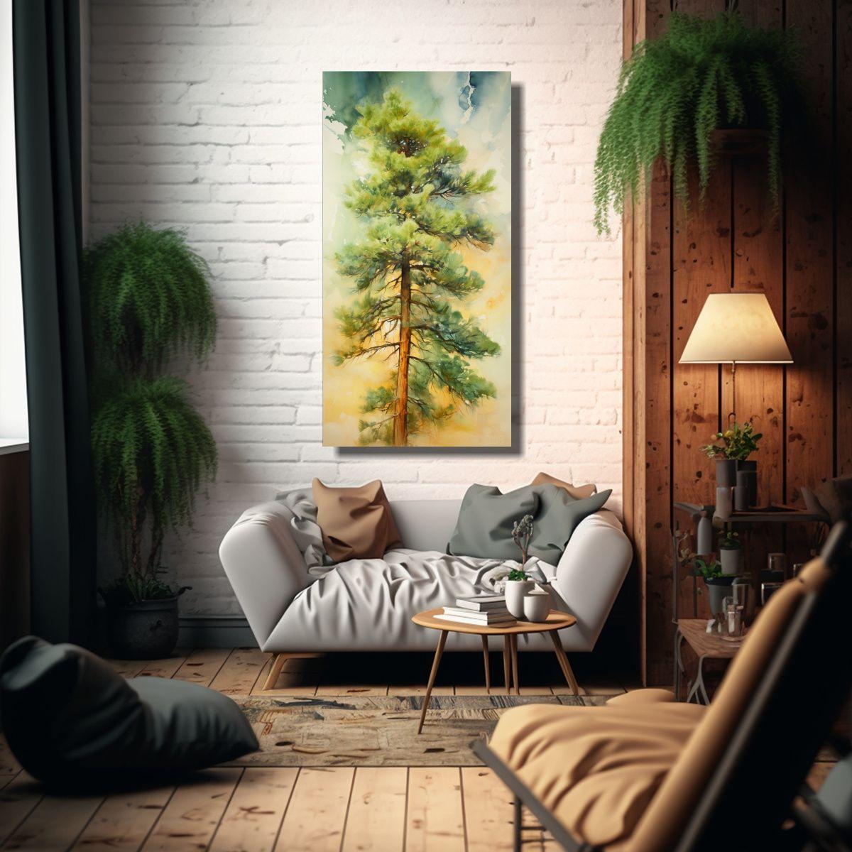 Cuadro Abstracto Surrealista Árbol De Pino Escoc 80x160cm-2