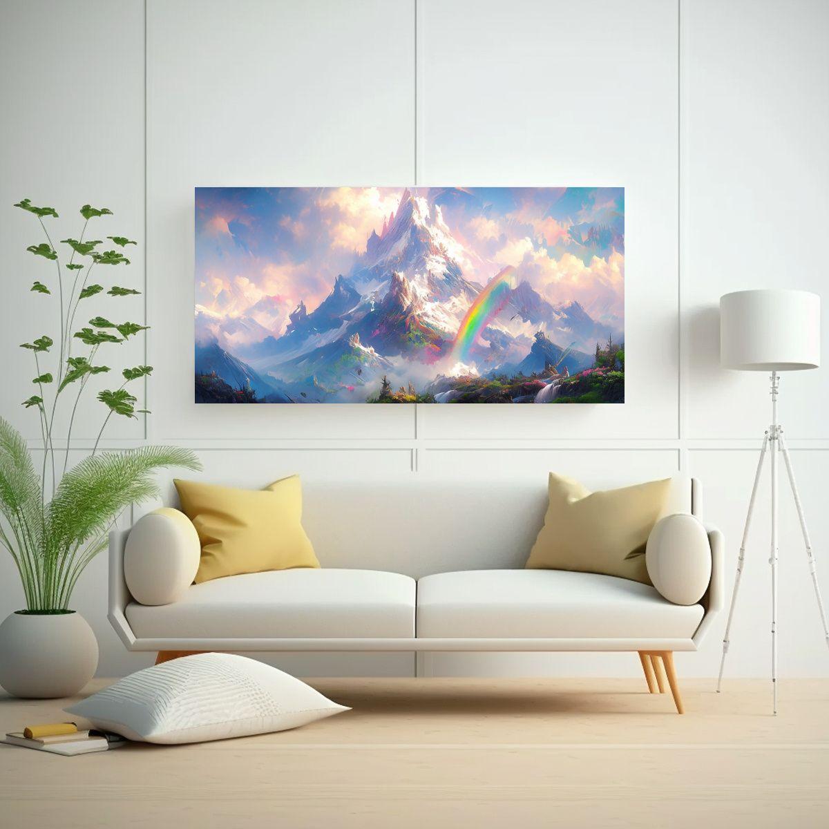 Cuadro De Montañas Famosas Y Arcoíris En Armoní 60x30cm-2