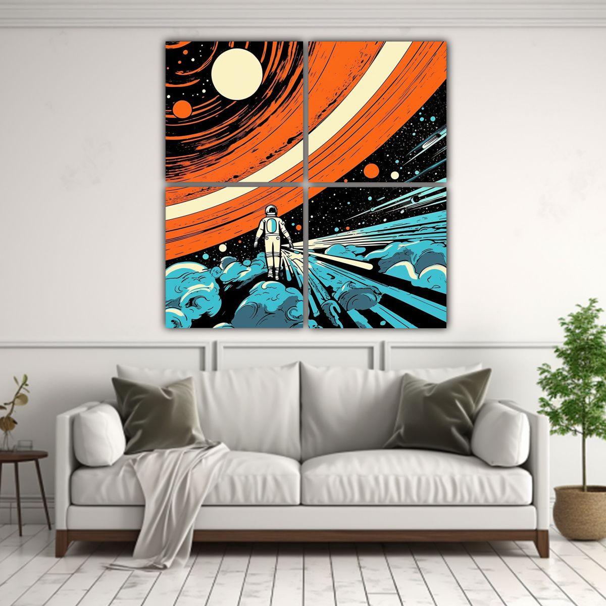 Pinturas Decorativas Estilo Cómic Del Espacio 100x100 Cm-2
