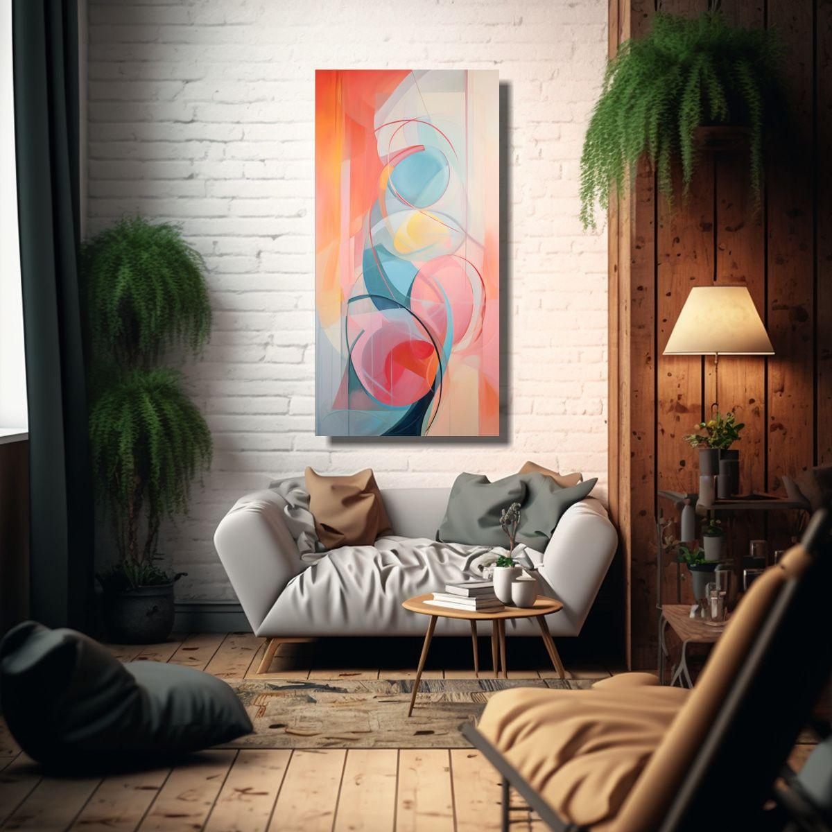 Cuadro Abstracto En Tonos Pastel Estilo Galería 80x160cm-2