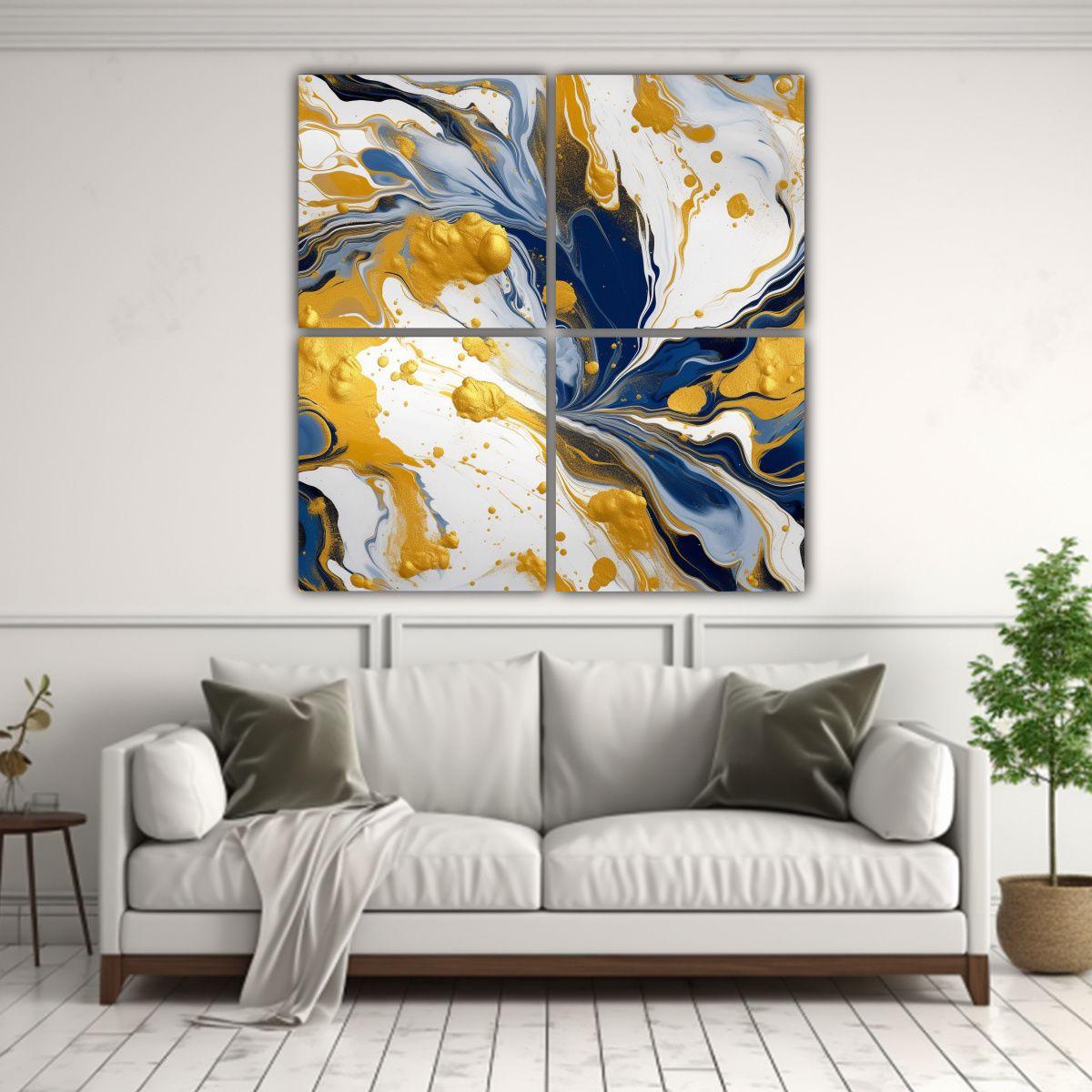 Cuadros Abstractos Composición Dinámica Azul 60x60 Cm-2