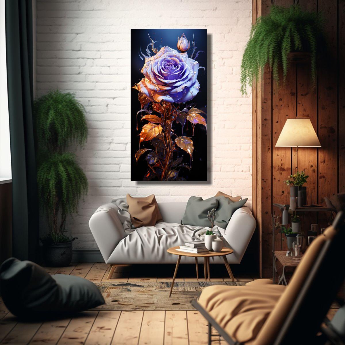Pintura Decorativa Con Rosa Venenosa En Fondo 30x60cm-2