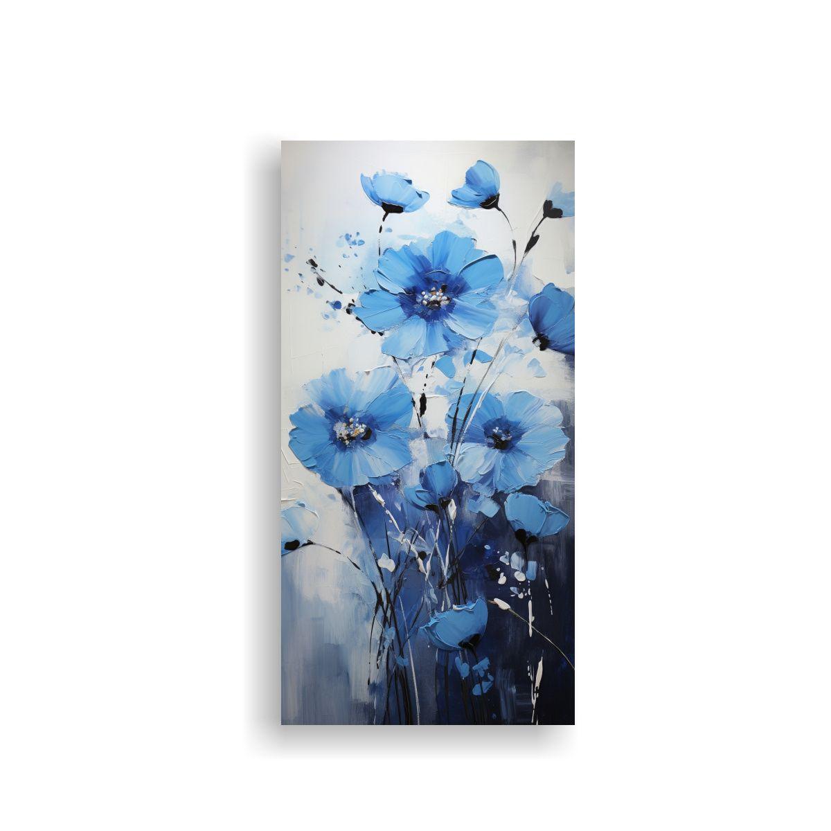 Pintura En Bastidor Luminosidad Flores Negras Y 30x60 Cm-0