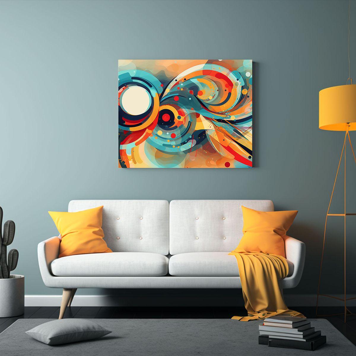 Cuadro Vintage Abstract Rhythms: Diseño Expresivo, Energét 65x50cm-2