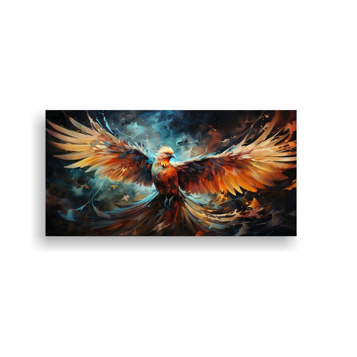 Pintura Acuarela Clásica De Phoenix En Bastidor 2 100x50cm-0