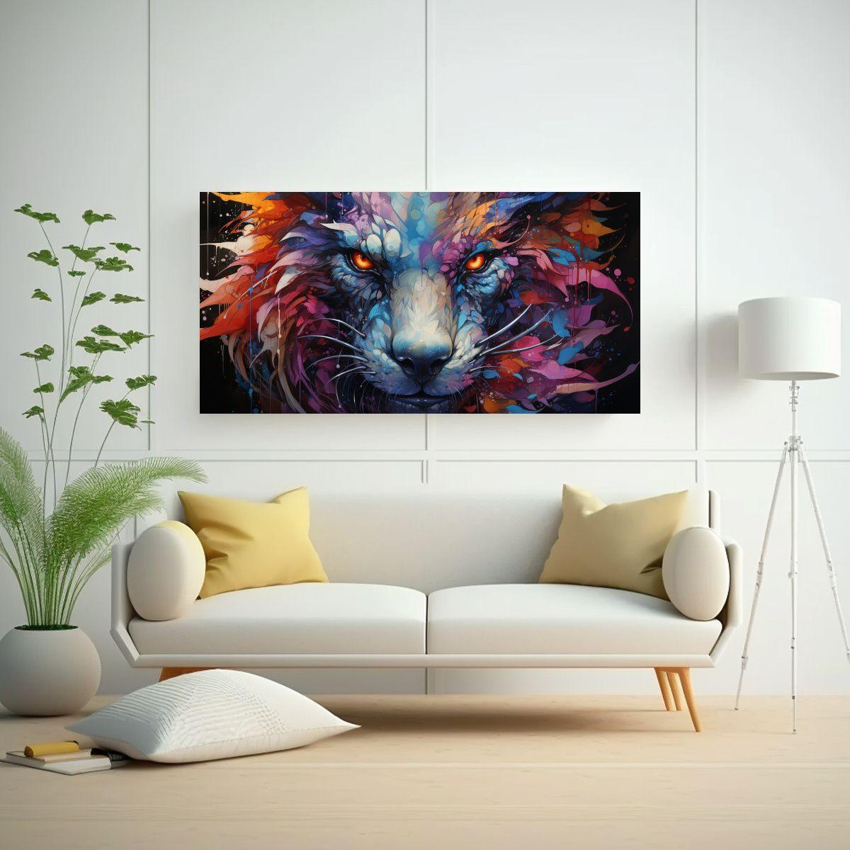 Cuadro Forma Baño Dragón Arcoíris Acuarelas 120x60cm-2