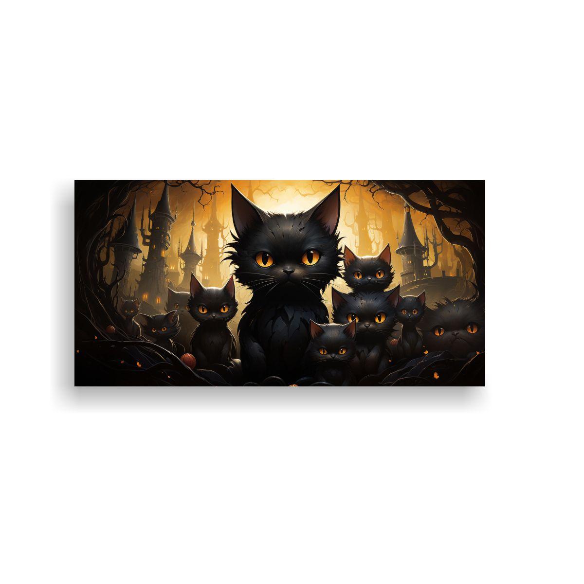 Pinturas Decorativas De Gatos Negros Agrupados 120x60cm-0